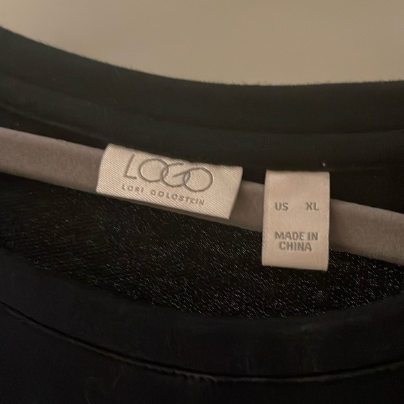 NWOT/LOGO by Lori Goldstein Black Long sleeved Dress w/pockets & Chiffon Hem - Picture 6 of 10